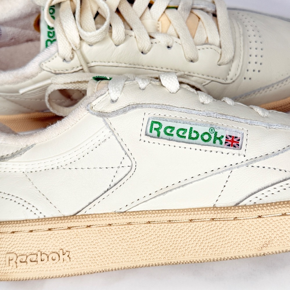 Reebok Club C 85 chalk/green leather sneakers women's 8.5